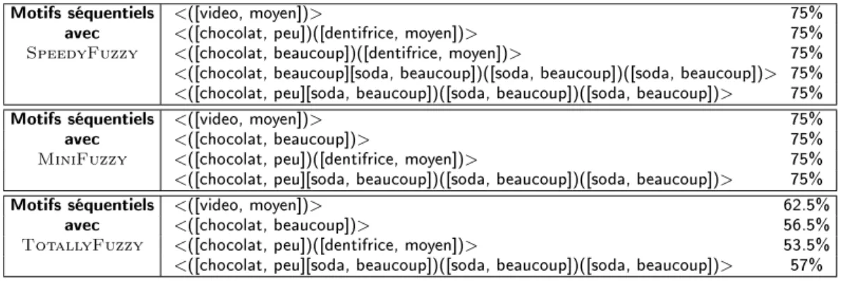 Tab. 2.6  Motifs séquentiels découverts