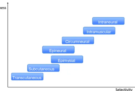 Figure 16 : Characterization of the types of FES electrodes according to invasiveness and selectiv- selectiv-ity