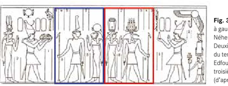 Fig. 3 Chou et Tefnout  à gauche, Thot et  Néhemetâouay à droite. 