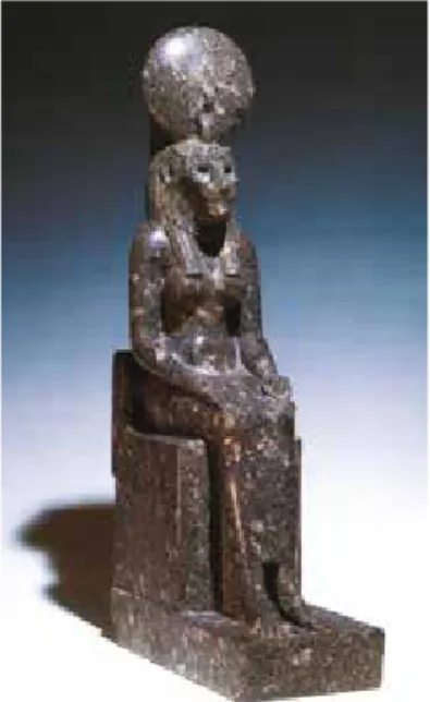 Fig. 11 Statuette d’Ounout à tête de lionne,  XXV e  dynastie (d’après le style) 