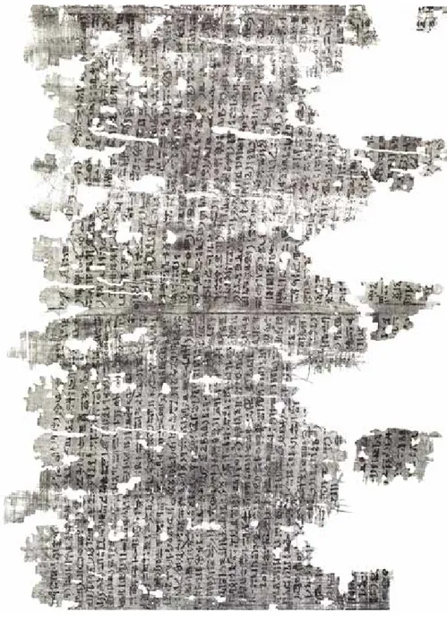 Fig. 1 PSI inv. I 72 x+4-x+5 (d’après J. O sing  – Gl. R Osati , Papiri geroglifici e ieratici da Tebtynis, 1998, pl