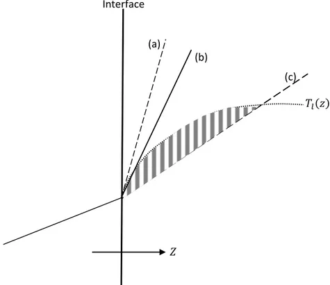 Fig.  2.8  –  Profils  de  température  possibles  pour  le  concept  du  critère  de  surfusion  constitutionnelle