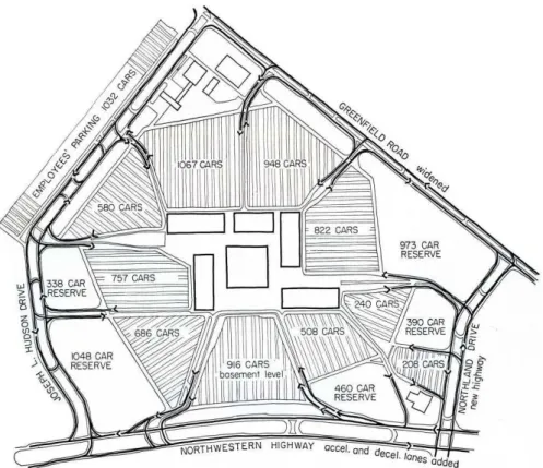 FIG . 5 – Plan d’accès au centre commercial Northland Shopping Center, Detroit, 1954