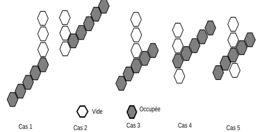 Figure 2.6 – Les diff´ erents cas de la chaˆıne non collinaire [95]