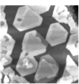 Figure 1.  Image STM d’agrégats de nickel sur cuivre. C. Boeglin/GSI 9