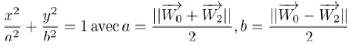 Figure 1. Arc d’hyperbole défini par deux jeux de points  massiques 