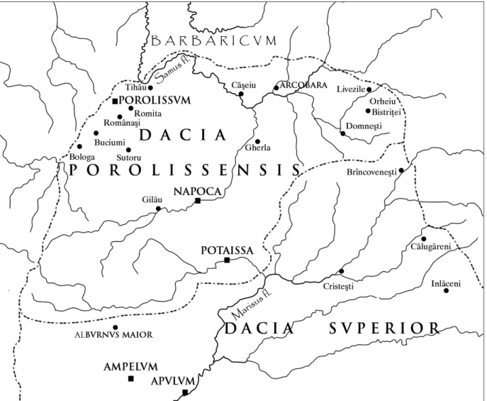 Fig. 1. Carte de la Dacie Porolissensis (D. Dana).