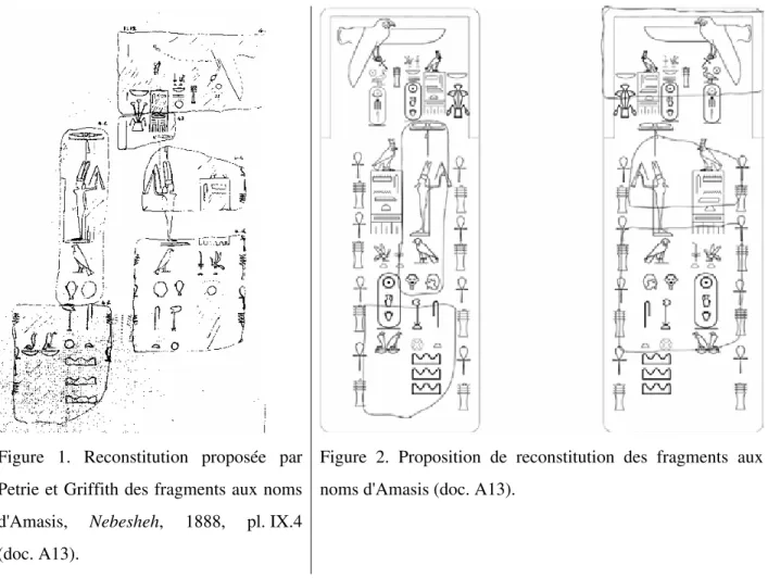 Figure 2. Proposition de reconstitution des fragments aux  noms d'Amasis (doc. A13). 