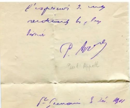 Figure 5 – lettre de Paul Appell, 3/12/1901