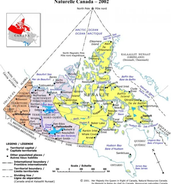 Figure 2 : Le Grand Nord canadien et le tracé des frontières selon Ressource  Naturelle Canada – 2002 