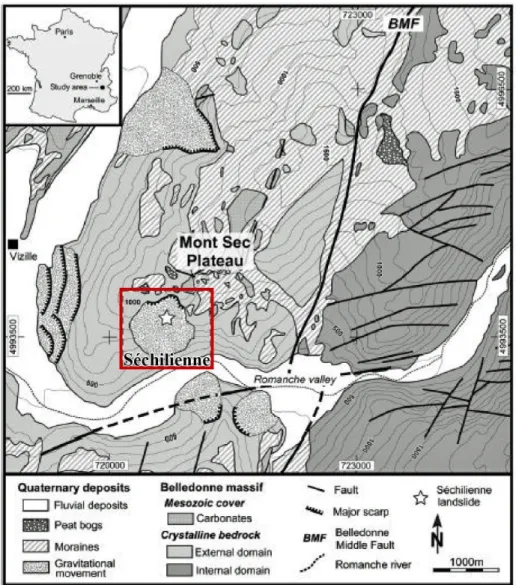 Fig. 6: Carte géologique du massif de Belledonne, modifiée  d’ après Lebrouc et al. (2013) 