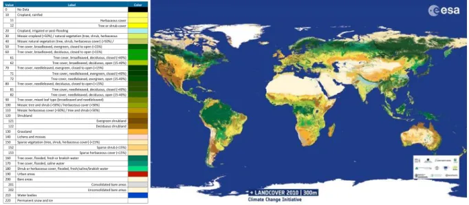 Figure 2. 2 : Global Map Project source ESA/ ESA CCI Land Cover dirigé par UC Louvain 