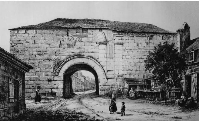 Fig. 5 - Lithographie montrant la porte de Longe Porte (cliché : H. Déchanet)