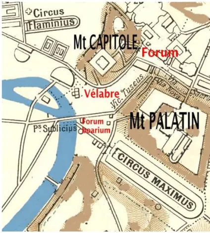 Figure 2 :  Zone du Vélabre du Tibre jusqu'au Forum (avec Vicus Tuscus &amp; Via Nova) 