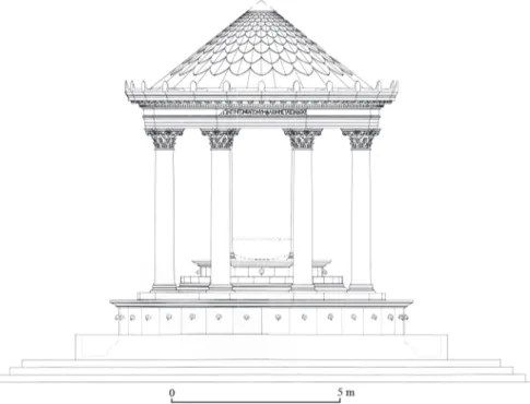 Fig. 2.   Le nymphée de l’agora d’Argos, état du ii e  siècle, restitution   (d’après Marchetti &amp; Kolokotsas 1995, plan 6).