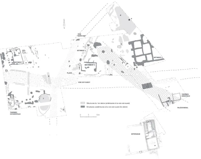 Fig. 6. Plan des installations humaines à la sortie sud-ouest du camp.