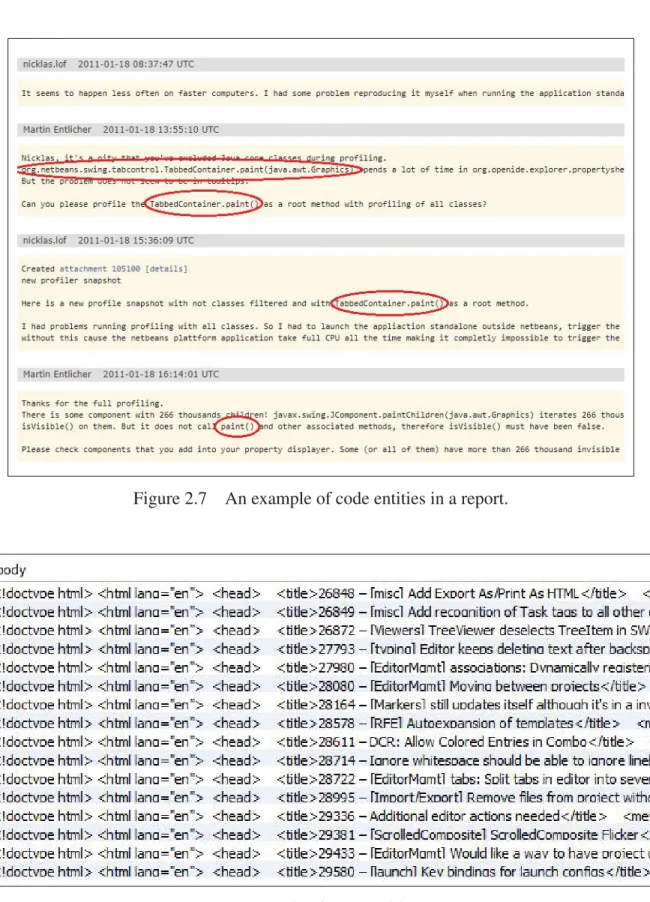 Figure 2.7 An example of code entities in a report.