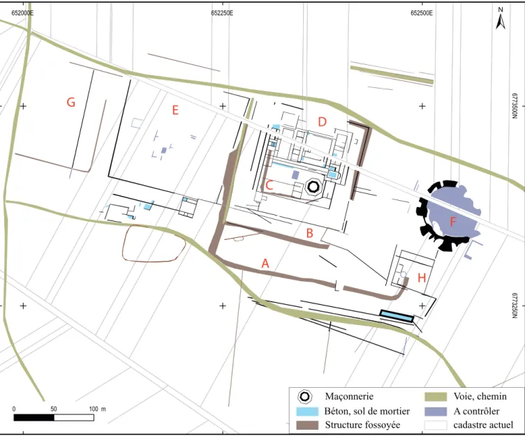 Fig 1 : Boiscommun (Loiret) Champ Carré : plan du sanctuaire (J.-M. Morin, CD45)Maçonnerie
