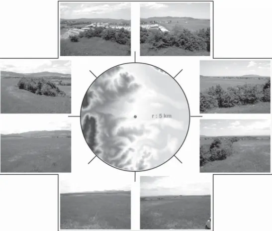 Figure 8. Perception de l’espace et contrôle visuel. L’exemple de panoramique depuis l’habitat  chalcolithique de Dealul Cioharlic (Agapia, Neamt)