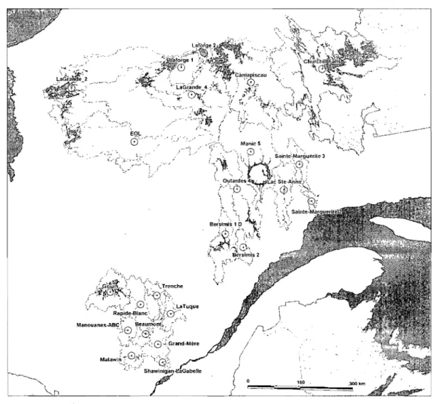 FIG.  1.4.  Geographical  locations  of Quebec's  main  watersheds 