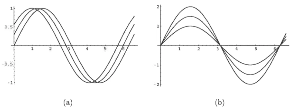 FIG. 2.1. Exemples de variation avec la fonction sinus (a) Phase (b) Amplitude