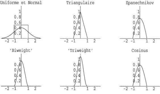 FIG. 0.2. Graphiques de quelques fonctions noyaux.