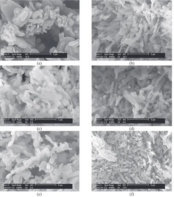 Fig. 3. SEM images of recrystallized LASSBio-294 obtained by quick addition. (a) 159 mg·g −1 solution and 13.9 W/IL ratio (experiment 1); (b) 159 mg·g −1 solution and 14.9 W/IL ratio with US (experiment 2); (c) 159 mg·g −1 solution and 3.7 W/IL ratio (expe