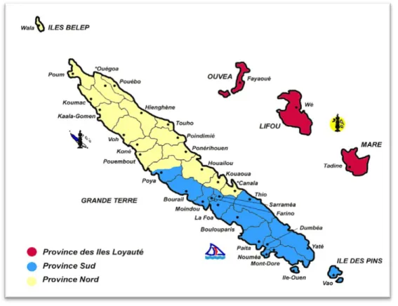 Figure 3 : Les trois provinces de Nouvelle-Calédonie 
