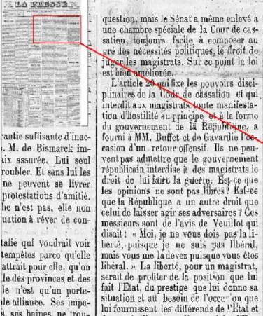 Figure I-4 : Zoom sur le bloc image du haut de la 5 e  colonne de la page 1 du numéro de  La Presse (1883-08-01)
