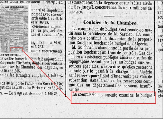 Figure I-5 : Zoom sur le rez-de-chaussée de la 4 e  colonne de la page 1 du numéro de La  Presse (1883-08-01)