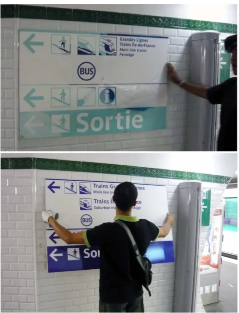Figure 6.1. The replacement of a flawed signboard. © Photo: Jérôme Denis and David Pontille