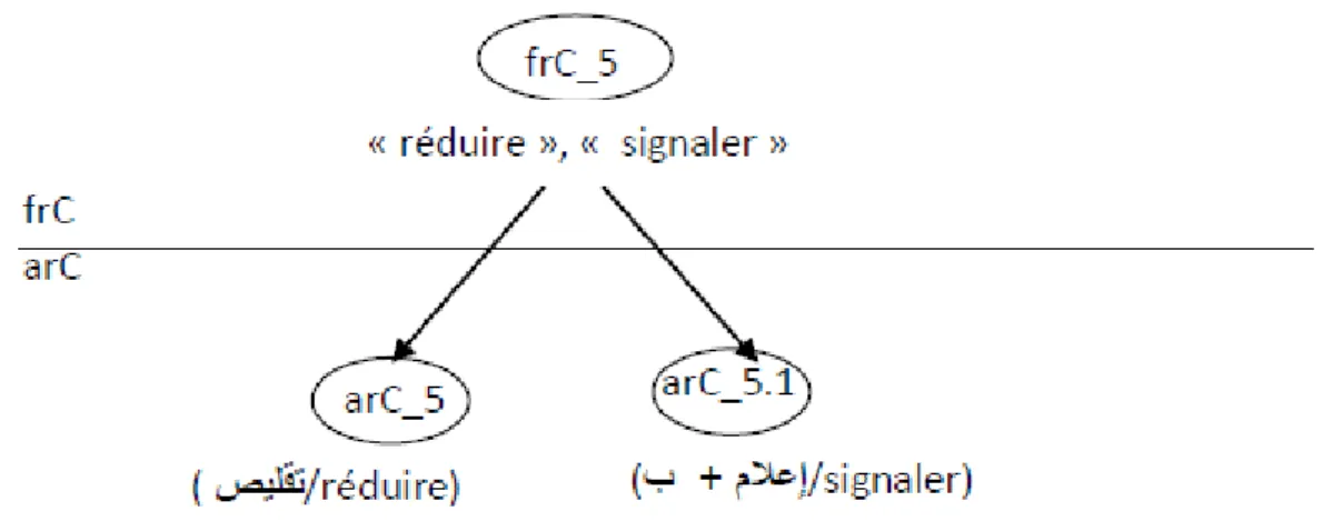 Figure 8 : Exemple de variation de diathèse entre le français et l’arabe dans les structures syntaxico-sémantiques miroir