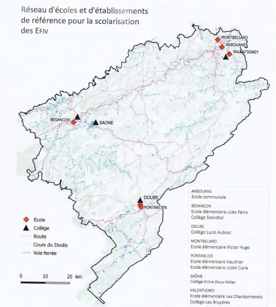 Figure 4: Vade mecum - Réseau d'écoles et d'établissements de référence pour la scolarisation des EFIS (département du  Doubs)