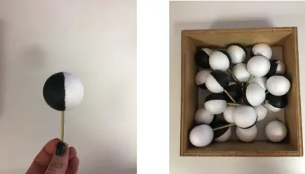Figure 6 : Boules en polystyrène à moitié peinte en noir