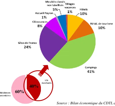 Figure 4 : Répartition des hébergements touristiques du Gers en 2013  