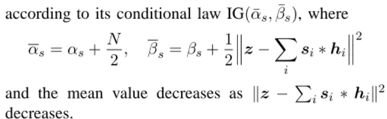 Tab. V also shows the decomposition results obtained by the proposed MCMC algorithm with the constant spike magnitude model for each source, i.e., without including the variable amplitude model