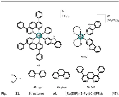 Fig.  11.  Structures  of,  [Ru(DIP) 2 (1-Py-βC)](PF 6 ) 2 (47), 