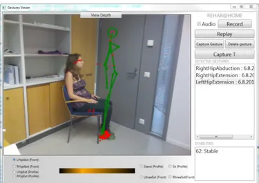Fig. 4 shows the application for remote rehabilitation mon- mon-itoring and semantic annotation using Kinect for Windows SDK C# Kinect Toolkit and the developed AHA Ontology.