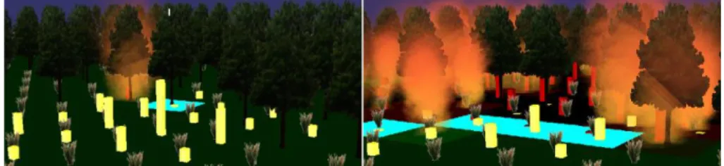 Fig. 5: Extinguishment support in the simulator is based on the “throwing water” concept, where  water  cancels  a  determined  amount  of  FirePower