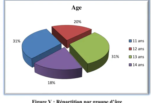 Figure V : Répartition par groupe d’âge                                                   