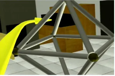 Figure 2.12: The flexible pointer selecting a partially occulted object without interfering with the occluding object [212].