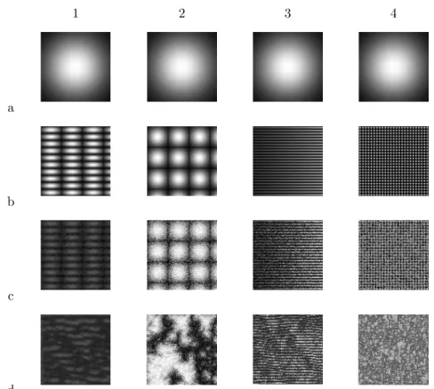 Figure 2 shows some synthetic textures generated with this method. It should be noted that some very different types of textures can be generated from the same initial pattern and different sets of parameters, and that although the generated texture still 
