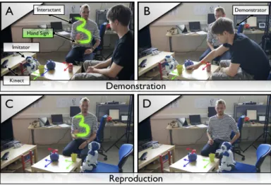 Fig. 1. A and B shows the demonstration phase while C and D shows the reproduction phase