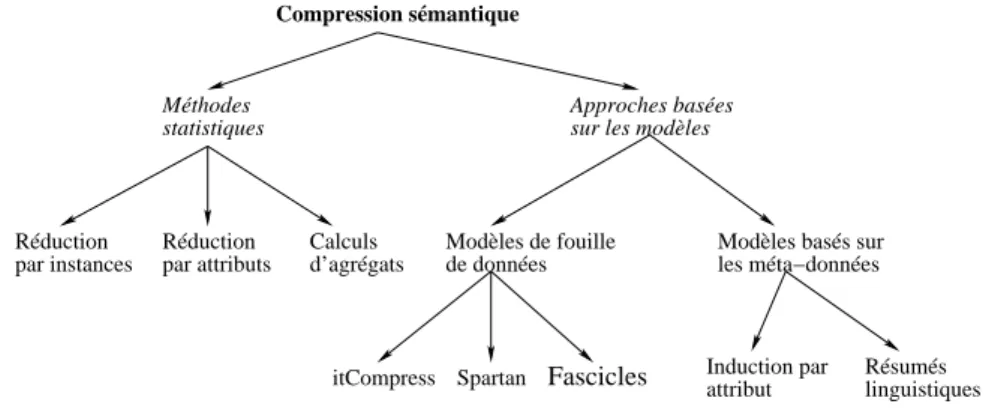 Figure 3.1 – Typologie des approches de compression sémantique de données