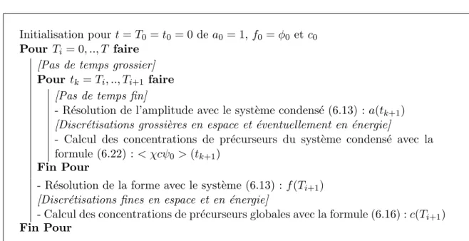 Fig. 6.2 – Enchainements et interd´ ependances des fonctions inconnues sur les diff´ erents niveaux de discr´ etisations