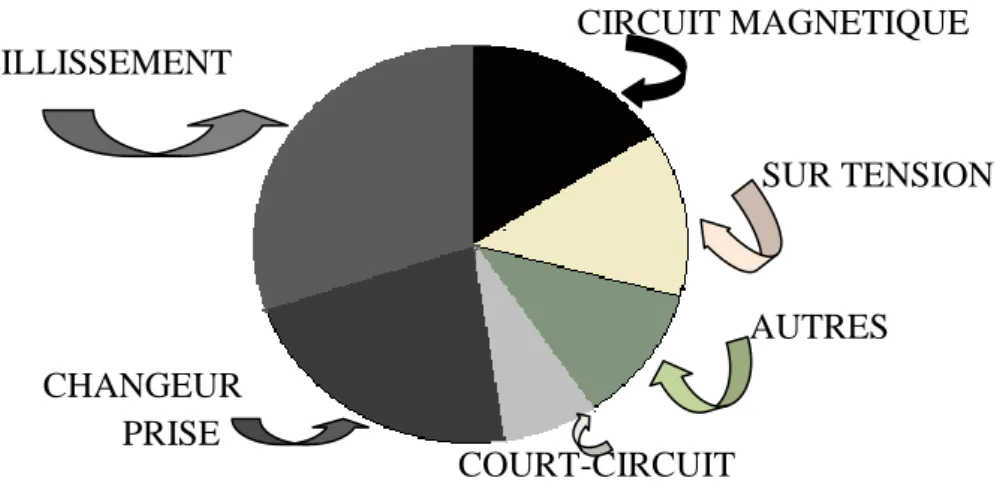Fig. 1.16 : Distribution des causes de défaillances de 188  transformateurs en Afrique du sud [5]