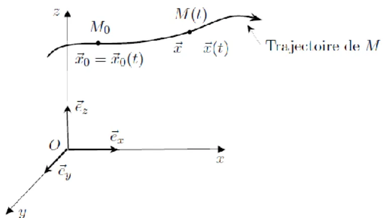 Figure 1 : les positions d’une particule fluide en fonction du temps[1] 