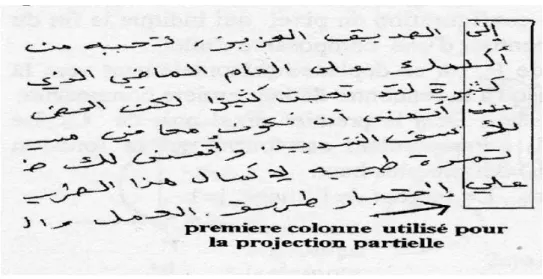 Figure  2-9 Projection horizontale d’un lettre 