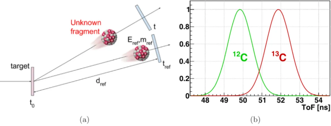 Fig. 1. – (a) Our implementation of a ToF measurement not needing a start detector or accel- accel-erator RF (more details in the text)