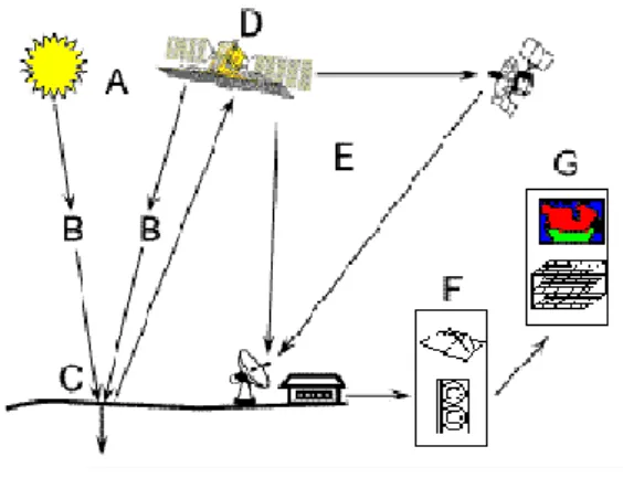 Figure 2. Les étapes du processus de Télédétection 